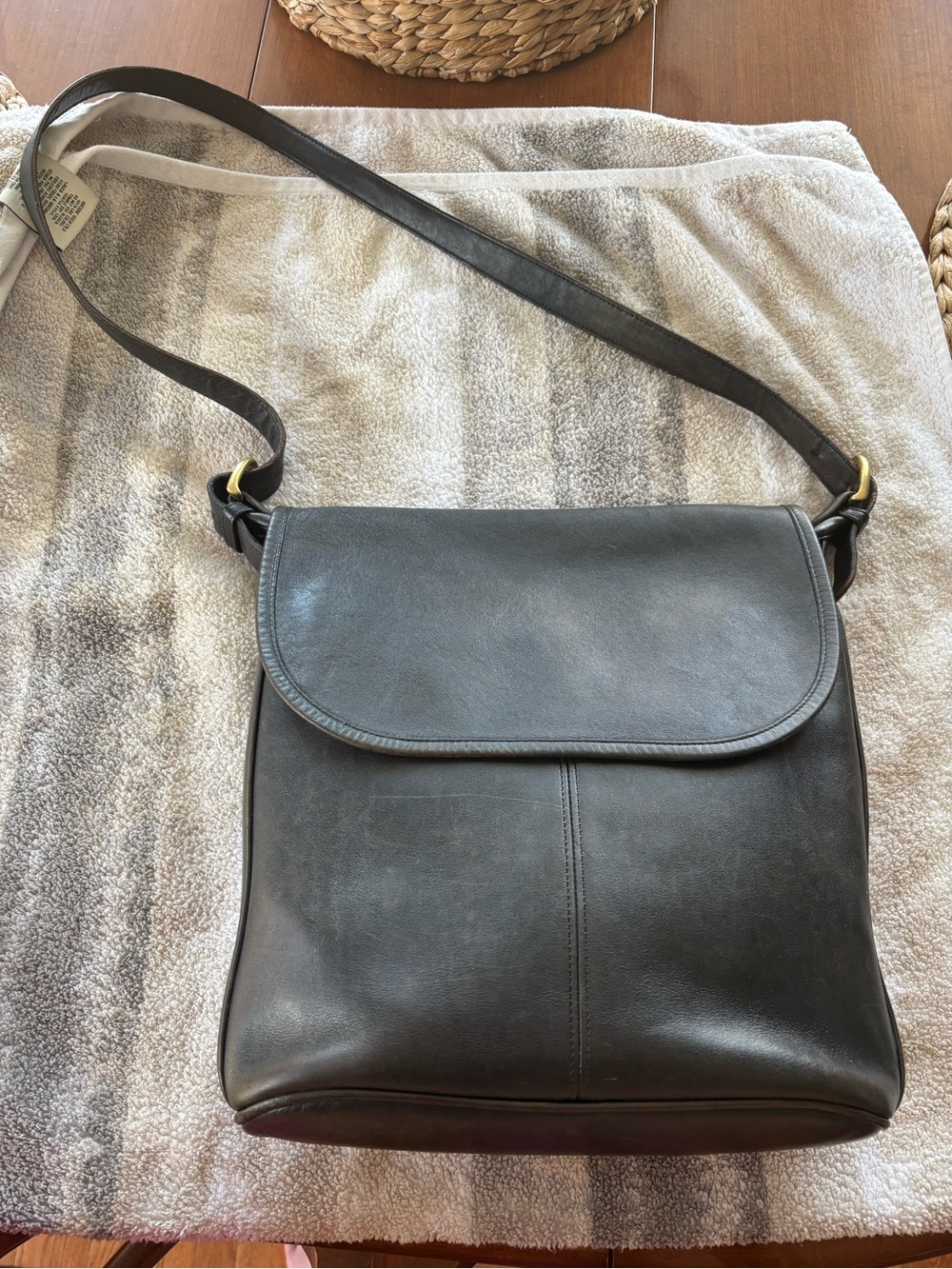 Vintage Coach Navy Leather Crossbody Shoulder Bag - Timeless Everyday Style